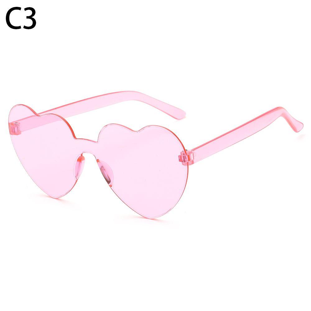 Accessories Trendy Candy Color Eyewear Heart Sunglasses Rimless Sunglasses for Women Heart Glasses