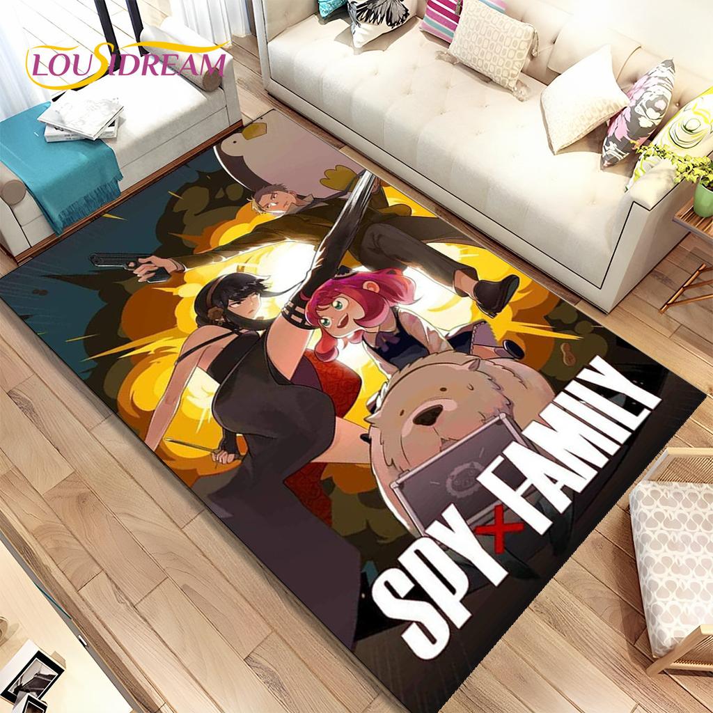 Япония Аниме SPY×FAMILY Мультфильм Коврик Большой, Коврик для гостиной Спальня Диван Коврик Украшение, детский нескользящий напольный коврик