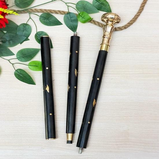 Трость для ходьбы с латунной ручкой в виде цветка, 99,06 см, стильная складная трость из черного твердого дерева, подарок для отца, бабушек и дедушек, рождественский подарок, подарок на годовщину