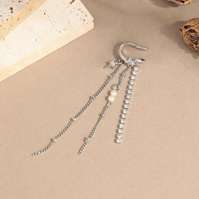 Кисточка циркон серьги клипса без пирсинга для женщин длинный звезда ушная косточка клипса модные индивидуальные украшения вечерние аксессуары винтажные кольца серьги