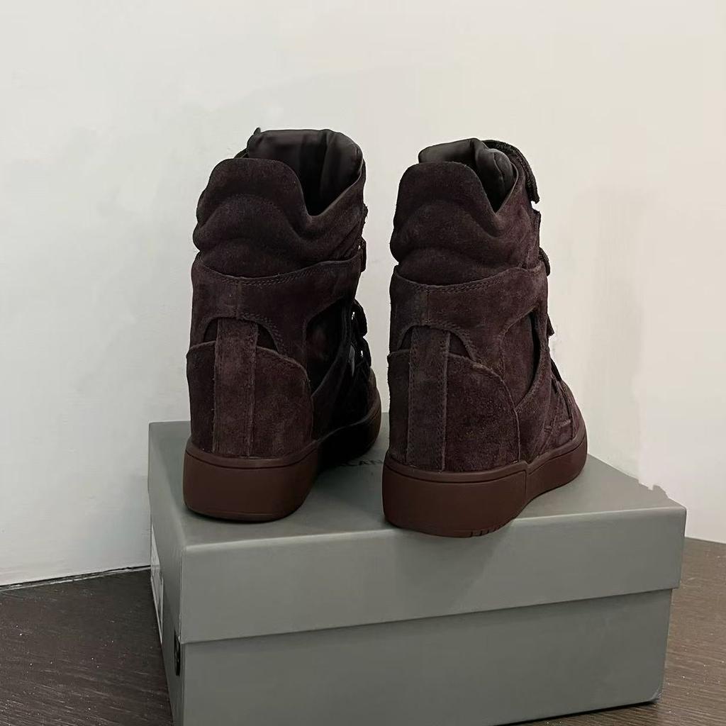 Street Sle Женские Повседневные Обувь Ботинки Высокие Модные Кожаные Внутренняя Высота 7См Осень Зима Новое Поступ...