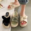 Fashion New Style Fairy Style Lady Summer Slippers Thick Platform Flat Sandals with Butterfly-Knot Summer Flip Flops Sandals Women Shoes