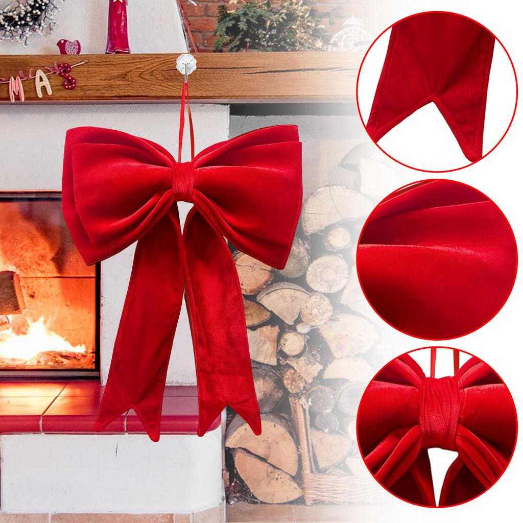 Christmas Tree Decorations, Large Red Velvet Bow Decorations, Shop Window Decorations, Background Wall Decorations