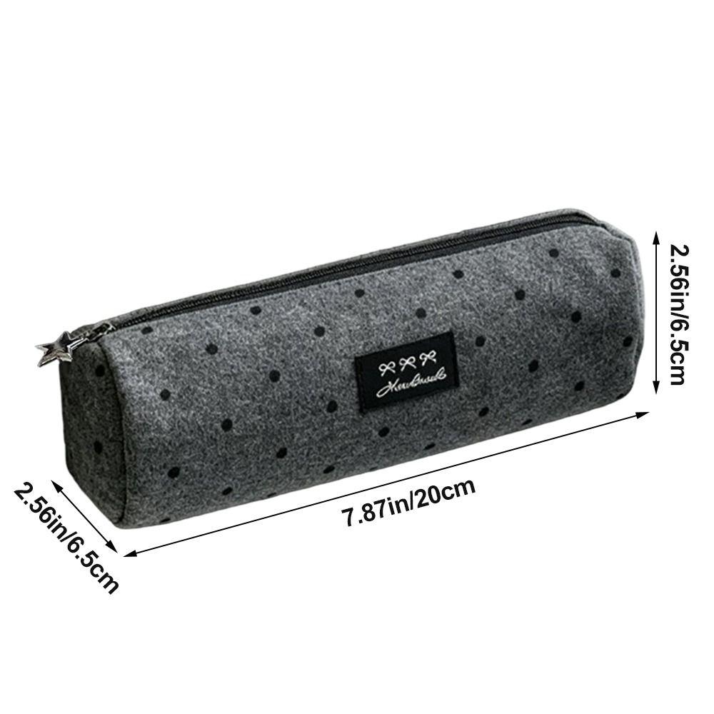 Polka Dot Pencil Case Gray Stationery Bag High Quality Pencil Pouch School Supplies