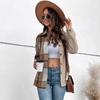 Повседневный тренд, универсальная повседневная осенняя женская куртка с длинными рукавами и цветными блоками в клетку