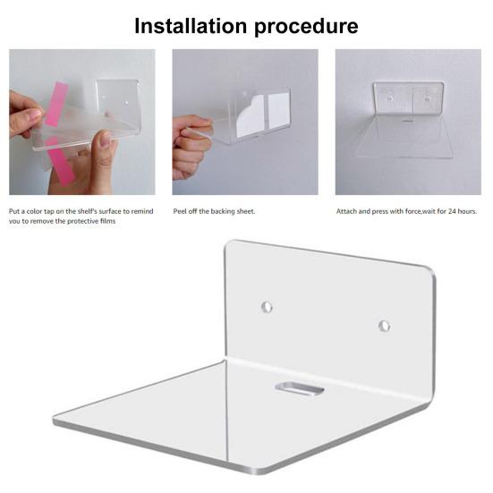 4 шт. L-образная акриловая плавающая полка, настенная стойка, прочная, несущая нагрузку, гладкий край, легко устанавливается, прозрачная