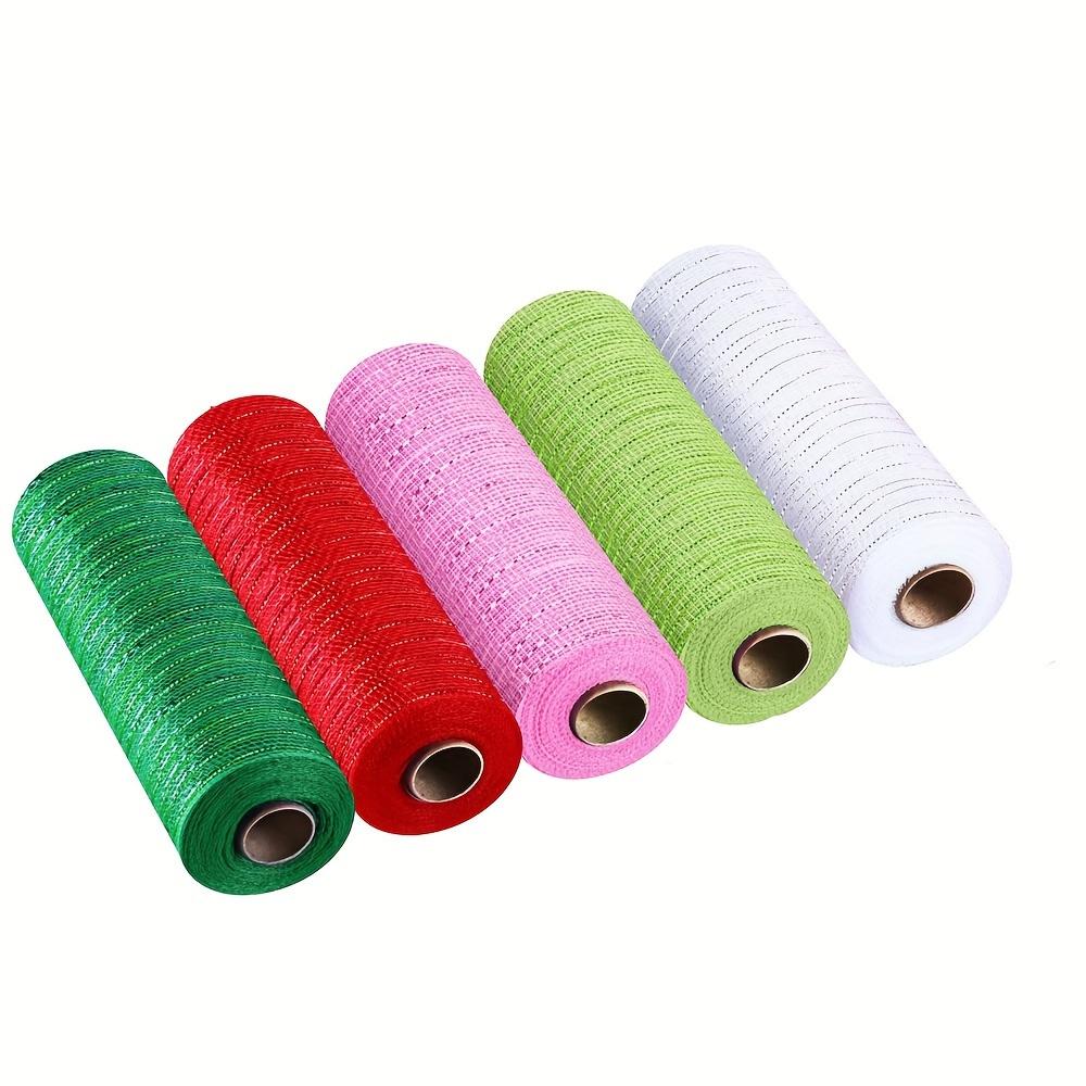 5pcs Deco Mesh 10 Inch X 30 Feet Decor Mesh Ribbon with Metallic Foil Deco Mesh Wreath Supplies Ribbon Mesh Roll
