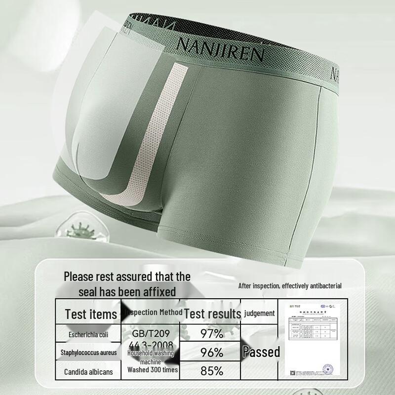 Nanjiren Мужские антибактериальные боксеры из чистого хлопка