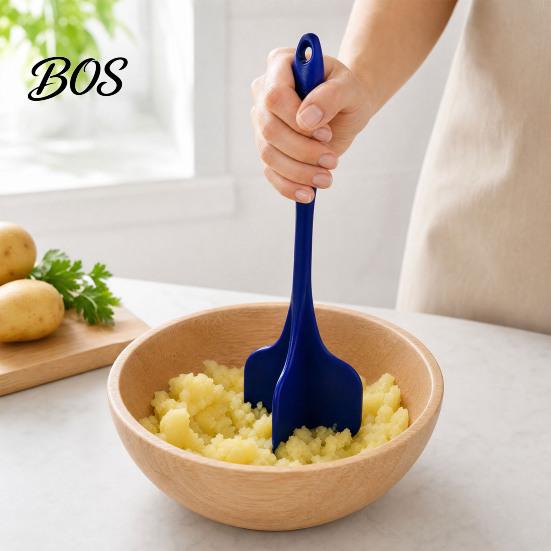 Non-stick Chopper Tool Silicone Quad Meat with 4 Blade, Long Handle Labor-saving Kitchen Smasher, Heat Resistant Ground Beef Tool, Essentials