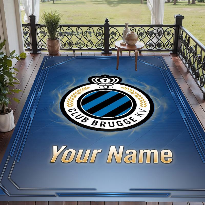 Custom Text Printed Rug Club Brugge FC Non Slip Floor Carpet For Home Room Decor
