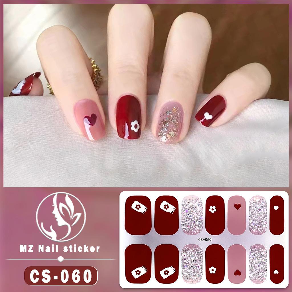 CS Waterproof No-Cure Gel Nail Wraps, Full Cover Spring & Summer Blend & Contrast Color Nail Stickers, Nail Patch Films