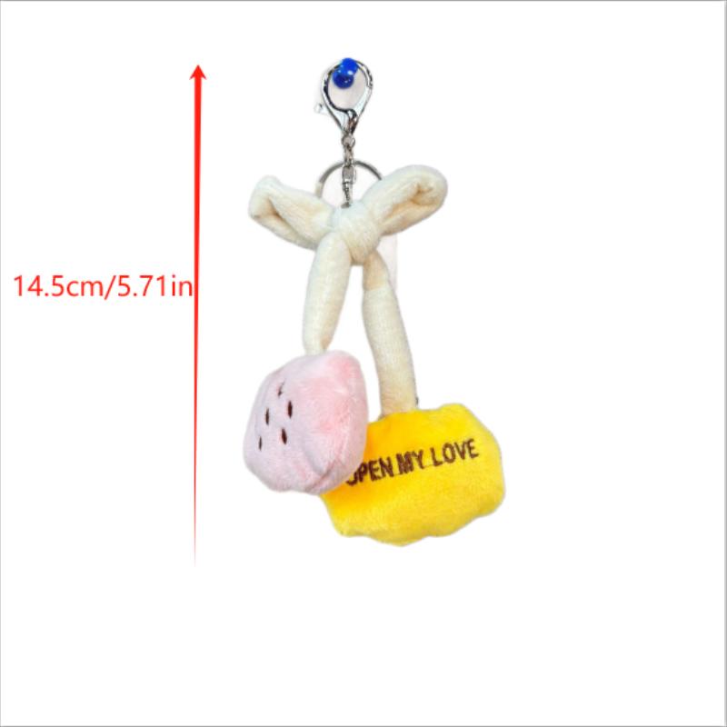1/2 Pcs Cute Cherry Bow Plush Doll Stuffed Toys Keychain Pendant Girly Bag Charms Backpack Hang Ornaments Ragdoll Gifts Keyring