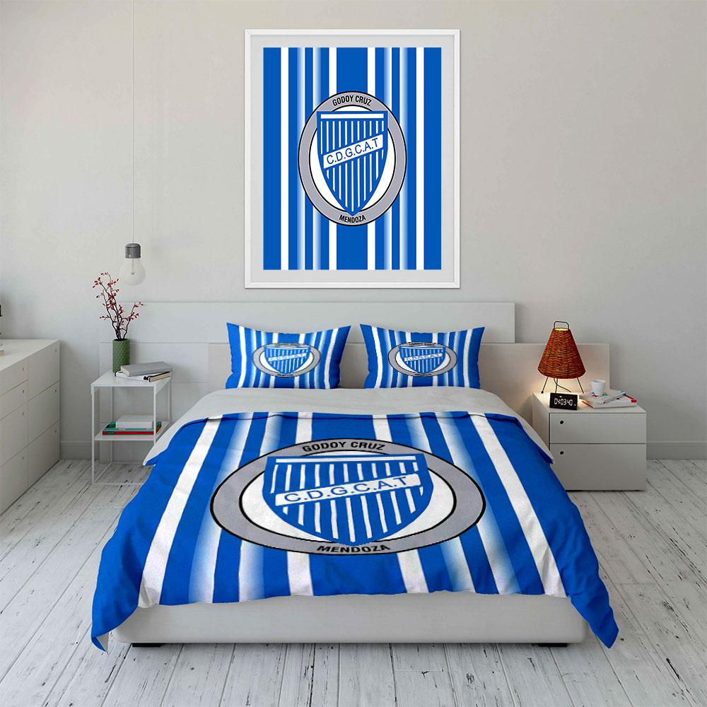 "Blue Striped Shield Logo Set" Bedding Duvet Cover Set Duvet Cover Pillowcases (1 * Duvet Cover 2 * Pillowcases, without duvet insert)