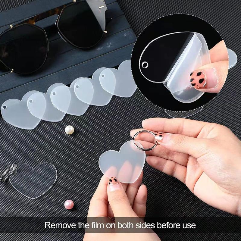 30/60 шт. Акриловые заготовки для брелоков в форме сердца Акриловые диски в форме сердца с отверстием для DIY брелоков Виниловое украшение на День святого Валентина