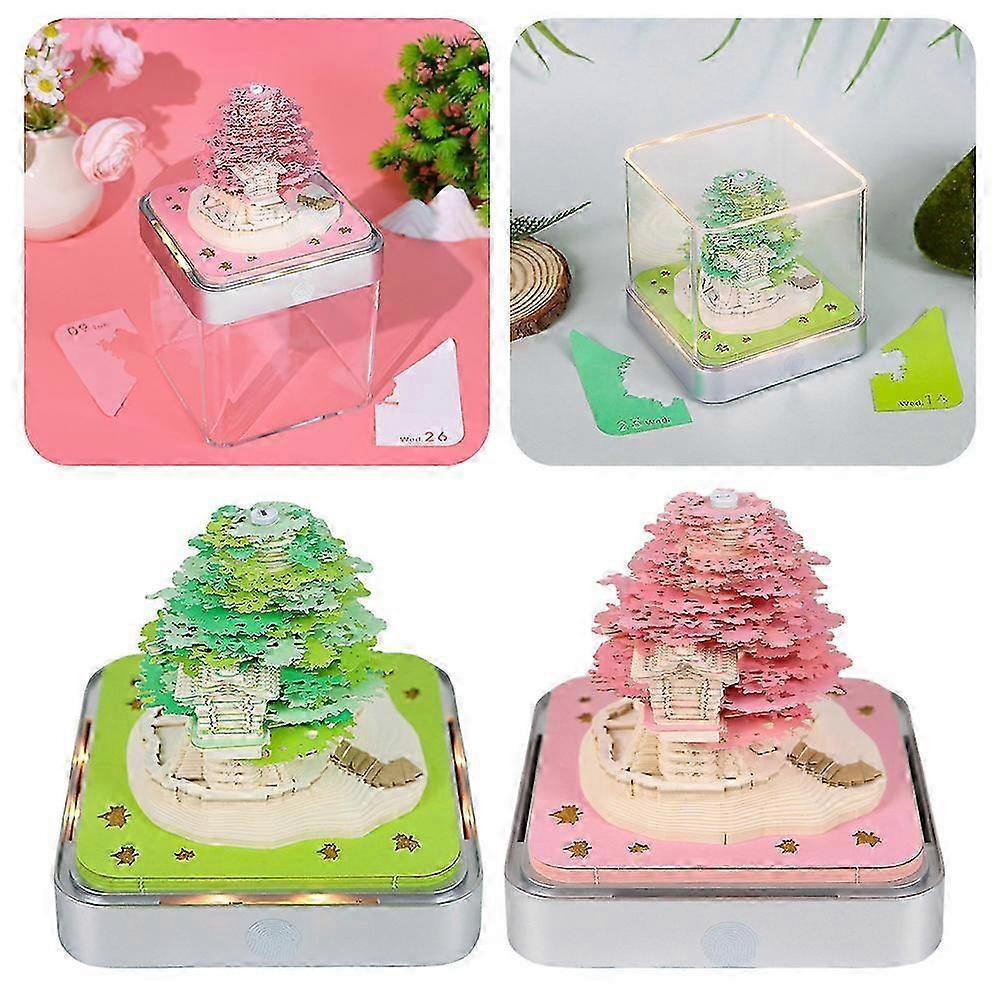 3D Calendar 2026 Sakuras Tree 3D Sakura-Tree Timepiece Calendar with Lights Presents