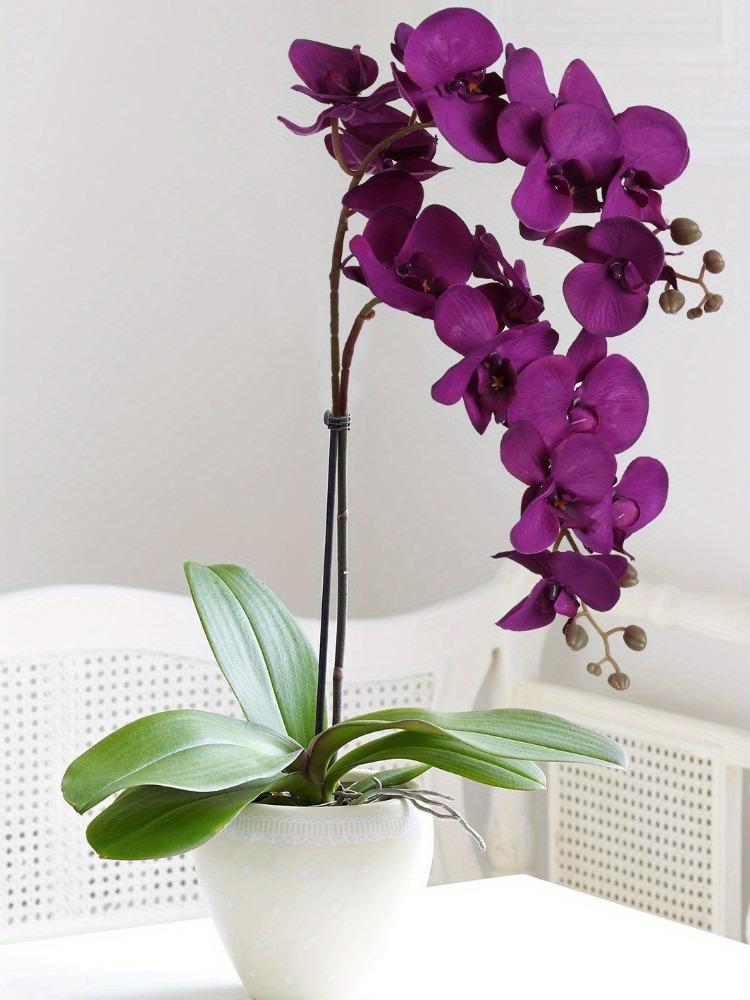 6 PCS Real Look Long Stem Artificial Flowers Faux Orchid Velvet Orchids 97cm Orchids Artificial Flowers for Tall Vase for Home Wedding Decoration