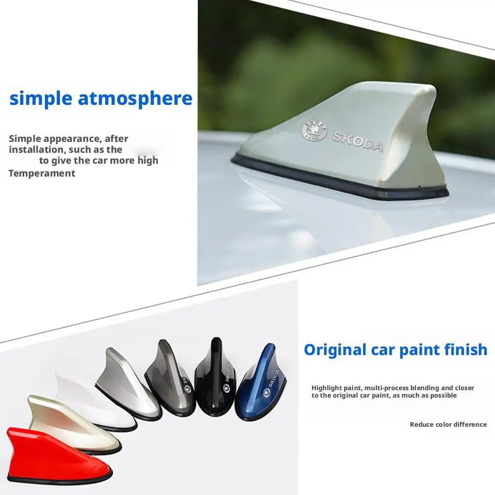 XOWS7 For Skoda Octavia Kodiaq Fabia Rapid 3 Karoq Superb VRS Universal Car Logo Roof Shark Shape Fin Antenna Radio Signal Aerial