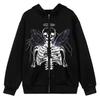 Dark Style Sweatshirt Ladies Hoodie Goth Couple Butterfly Skull Harajuku Large Size Zip Sweater