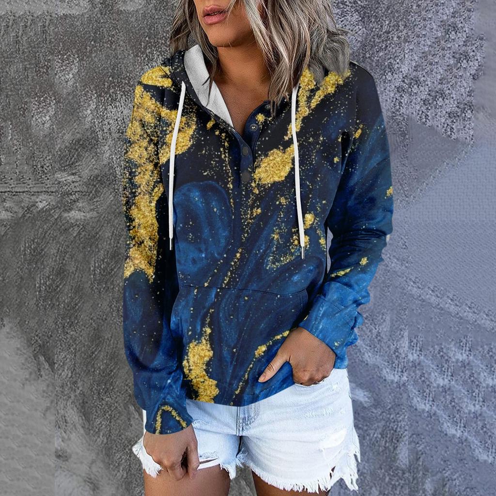 Women's Casual Fashion Print Long Sleeve Pullover Hoodies Sweatshirts