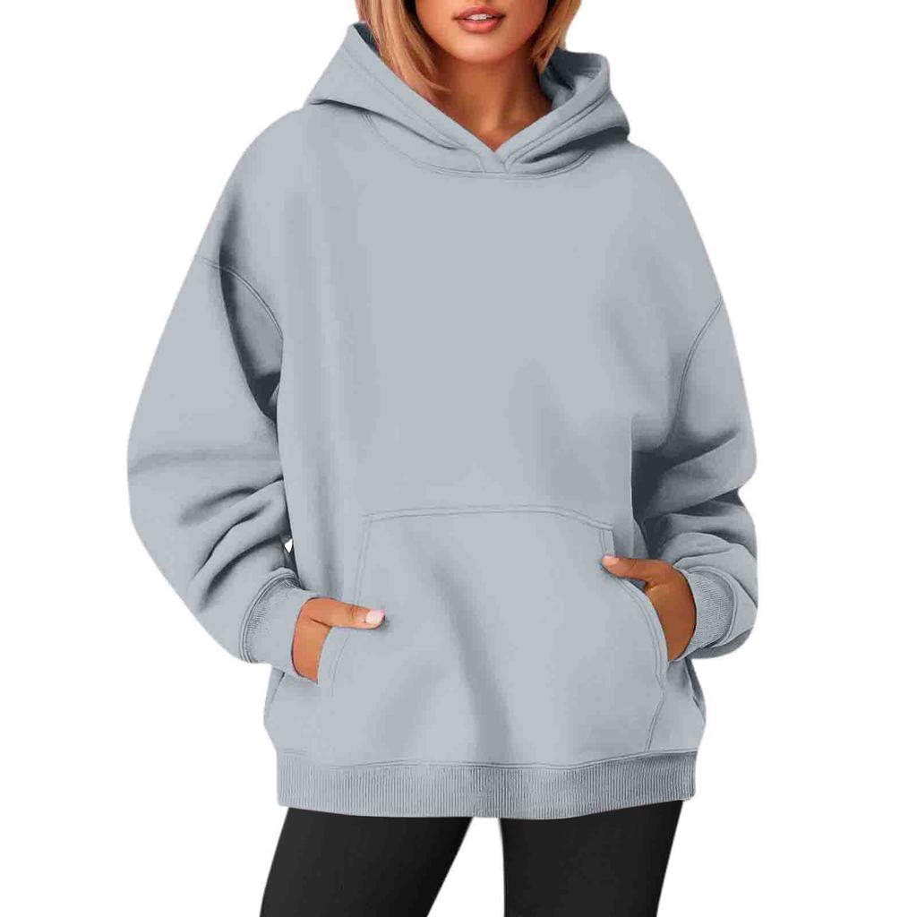 Women's O-neck Long Sleeve Top Solid Color Hoodie Crewneck Sweatshirts Long Sleeve Solid Color Top Sweatshirts
