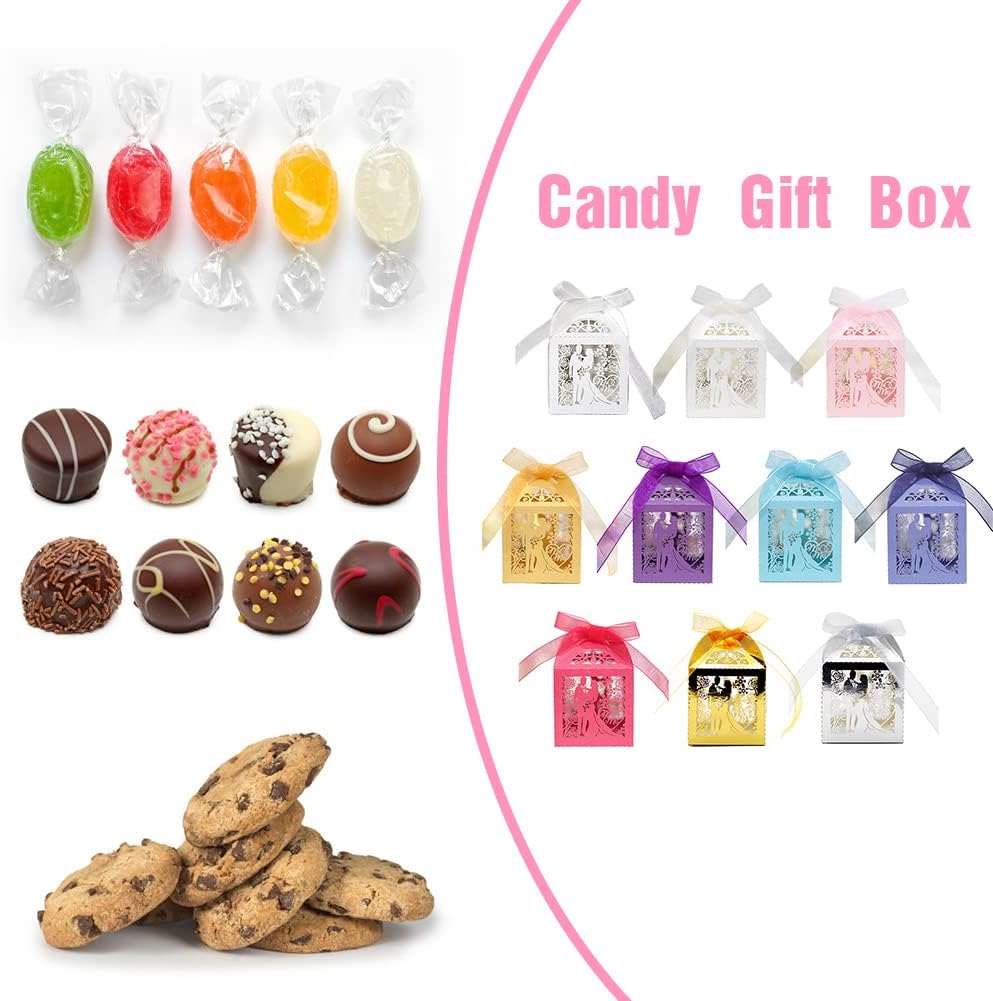 Свадебные коробки для конфет Свадебные подарочные коробки для конфет Свадебные сувениры для вечеринок Украшения Лазерная резка Роскошный резной кружевной узор Для сувениров для вечеринок