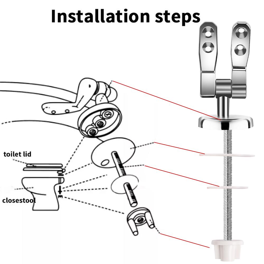 Toilet Lid Hinges WC Hinge Premium Universal Durable with Bolts Screw Fittings Toilet Replacement Part for Flush Toilet Cover