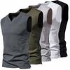Men's V-neck Summer Cotton Vest Sports Jogging Gym Loose Vest Sleeveless T-shirt Simple Temperament Blazer Lightweight