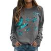 Women's Hoody Casual Butterfly Pattern Print Sweatshirts Long Sleeved O Neck Hoodies Female Tops