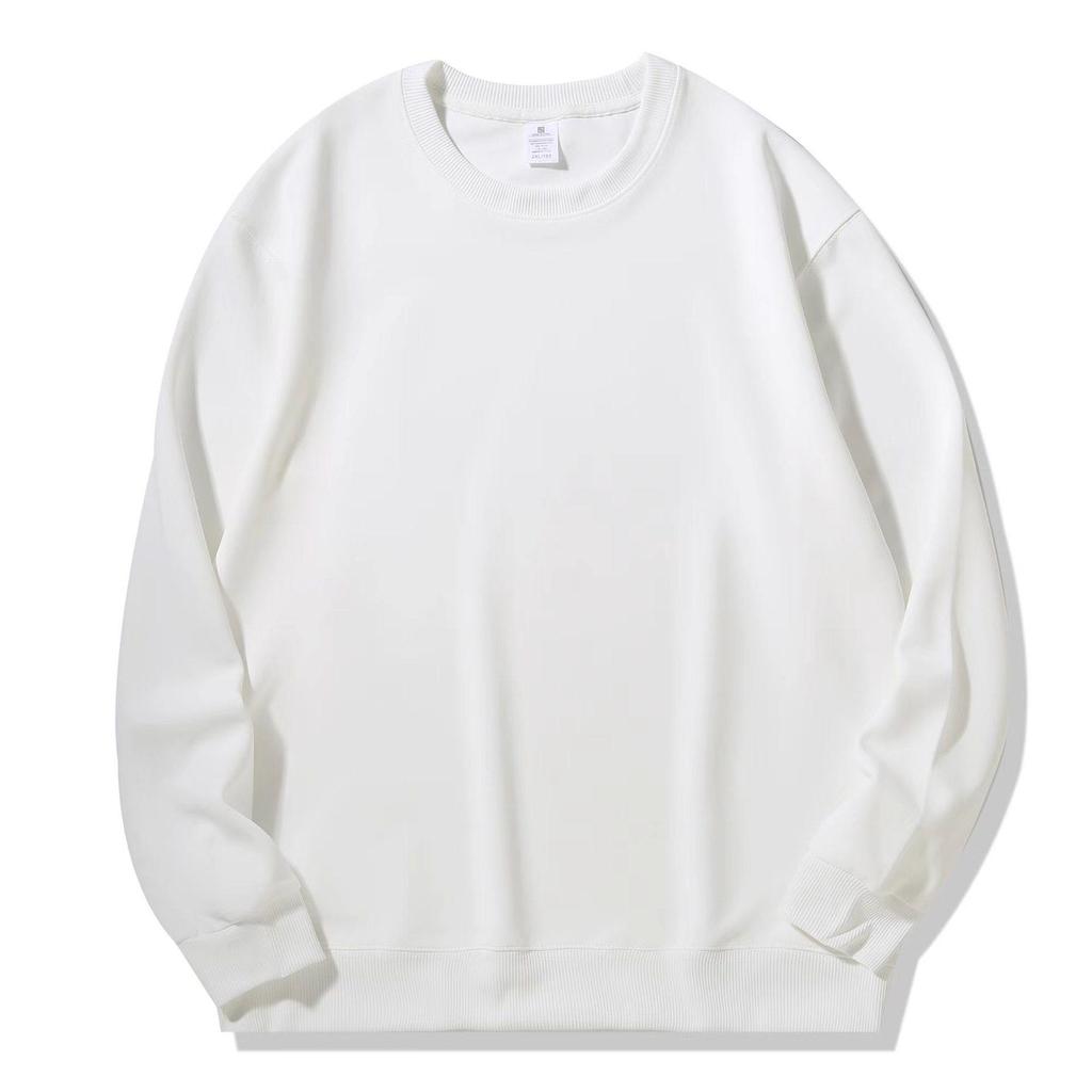 Unisex Fleece-Lined Crew Neck Sweatshirt - Solid Color, Loose Fit, Long Sleeve Base Layer for Autumn & Spring