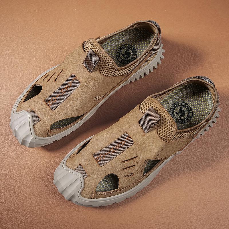 Summer Outdoor Casual Sports Sandals Men Black Gray Khaki Perforated Shoes Beach Sandalias Male Breathable Design Water Sneakers