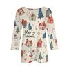 Women's Fashion Casual Three-quarter Sleeve Christmas Printed Round Neck Pullover Top