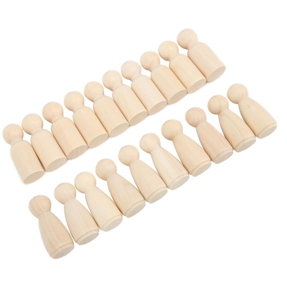 20pcs Male And Female Wooden Peg Dolls 55mm Size Wooden Craft People For DIY Painting
