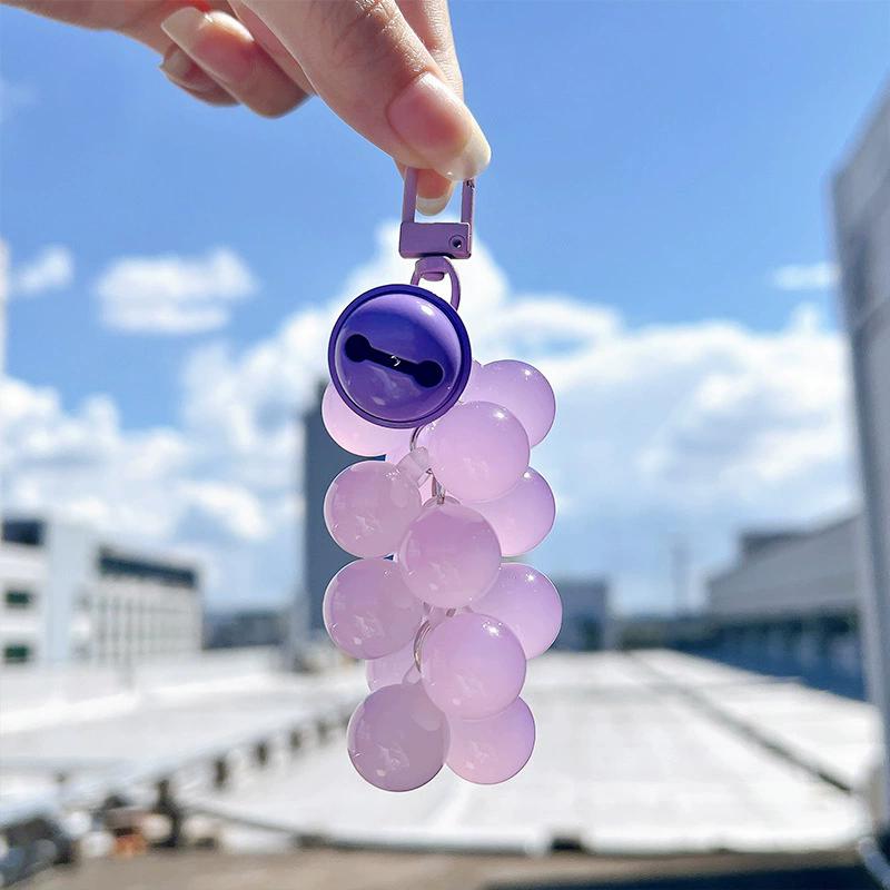 WTEMPO UV Color Changing Grape Keychains Bags Charm Keychain Cute Keychains Car Decor Fruit Purse Charm Personalizing Accessories