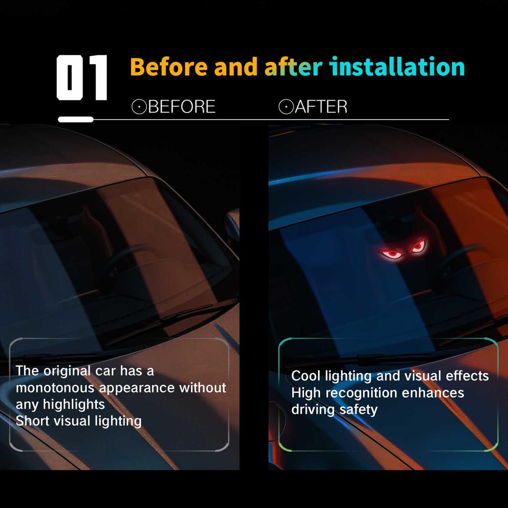 BBIW3 Крутая светодиодная атмосферостойкая предупреждающая световая наклейка на заднее стекло автомобиля BMW со знаком «Злой глаз», работающая от солнечной энергии, с многорежимным миганием