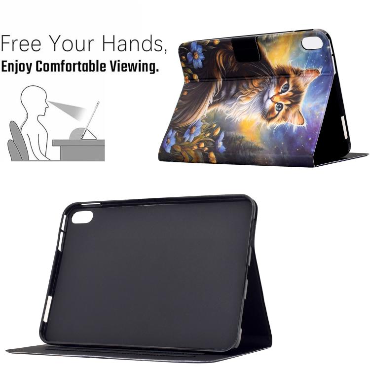 Voltage Sewing Thread Painted Vegan Leather Smart Tablet Case for iPad Air 11 2026/2025/2024, Auto Sleep Wake Stand Cover
