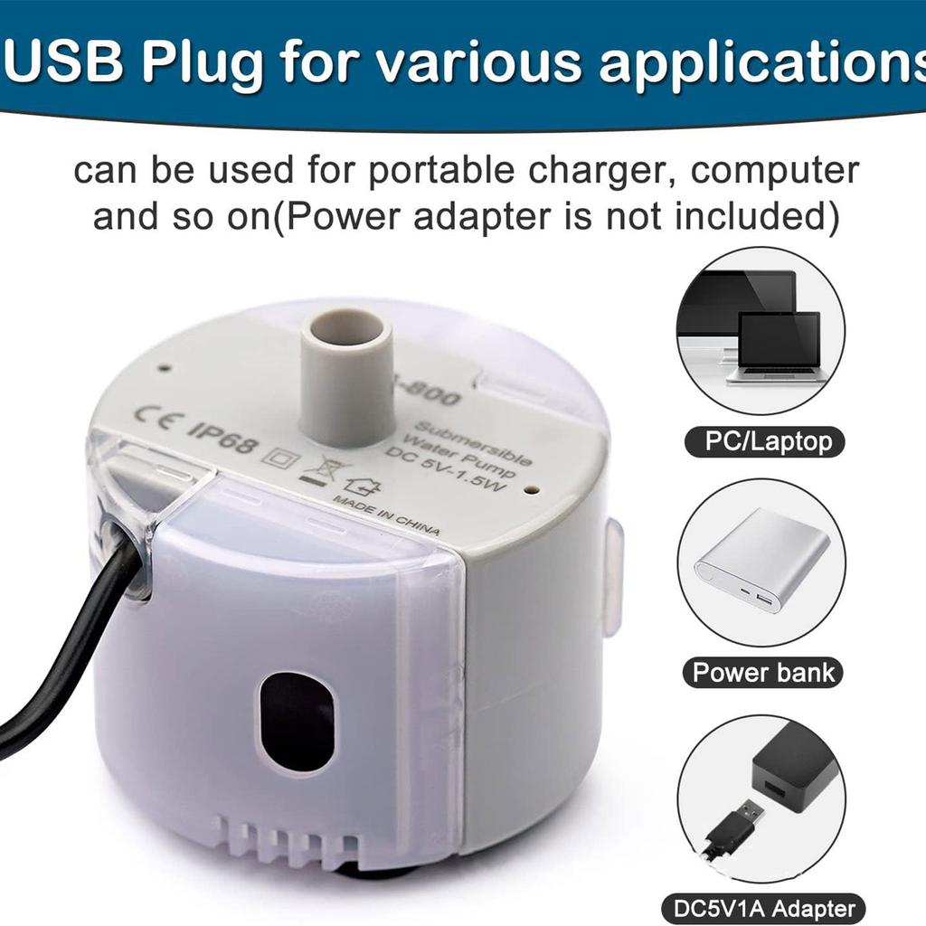 USB-интерфейсный насос для питьевых фонтанов для домашних животных, аквариумный насос с двигателем SMA-800, бесшумный, со светодиодной подсветкой