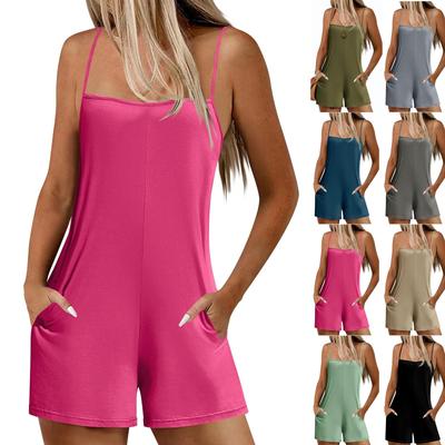 Женский повседневный и модный комбинезон без рукавов с карманами, шорты, комбинезон, шорты