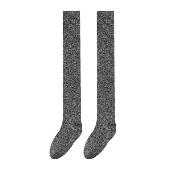 1 пара чулок выше колена, однотонные блестящие носки, дышащие, удобные, эластичные, однотонные зимние носки