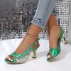 Women's Crystal High Heels Sandals Summer Peep Toe Buckle Strap High Heels Dress Shoes Party Wedding Shoes Luxury Pumps