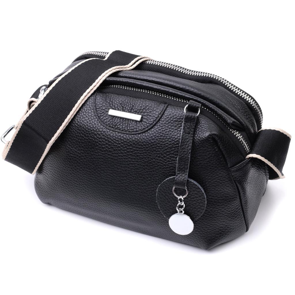 Bag with Two Compartments Made of Genuine Leather Vintage 22592 Black