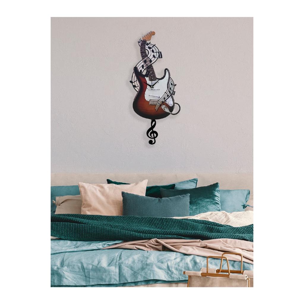 Декоративные настенные часы с маятником с электрогитарой