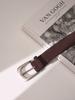 Fashion Women's Western Belt Vintage Black Leather Waist Belt for Pants Jeans with Sliver Alloy Buckle