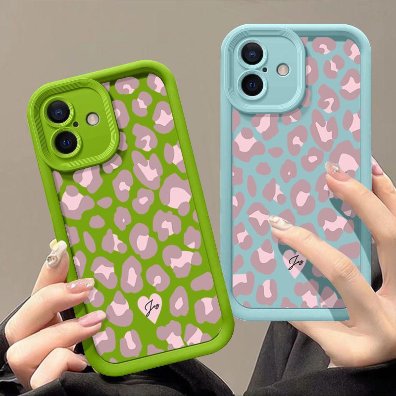 Розовый леопардовый узор с противоударным рисунком для iPhone 16 15 14 Plus 13 12 11 Pro Max Xs Xr 8 7 матовый мягкий чехол из ТПУ для защиты линз от падений