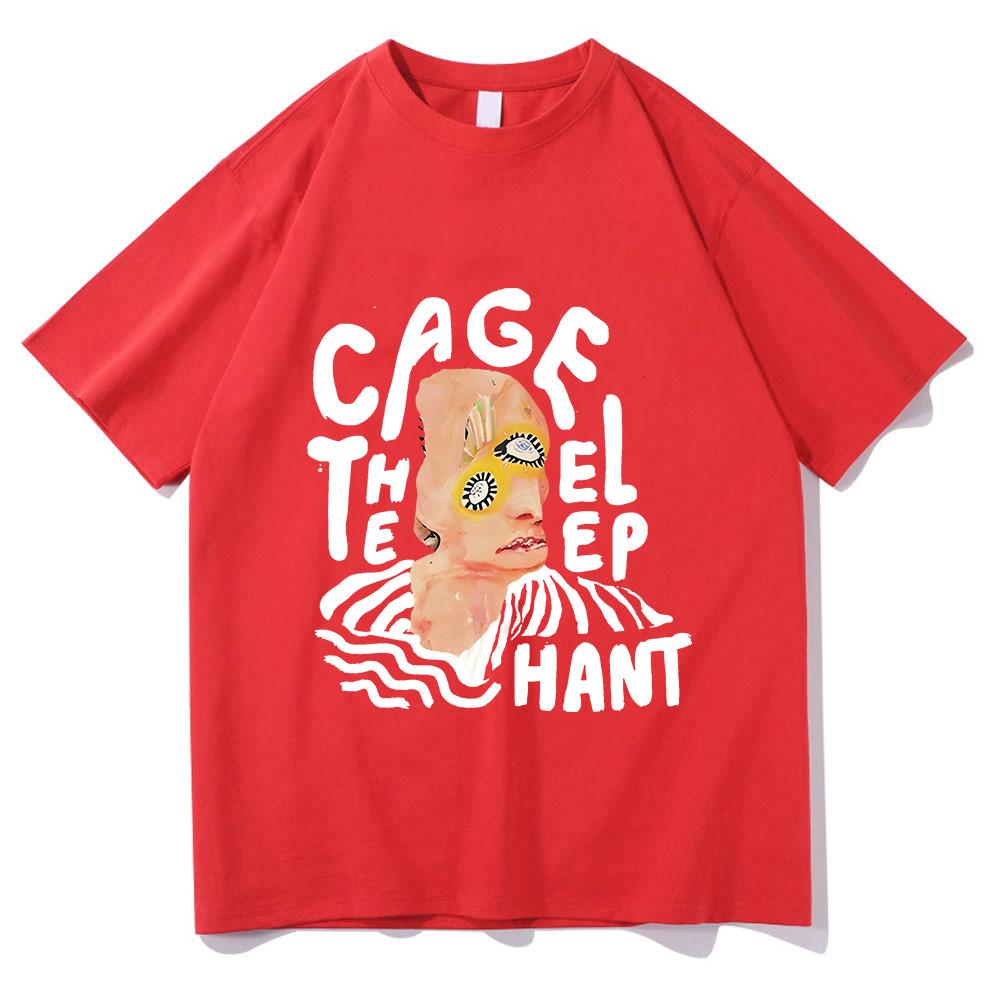 2025 Retro Sudaderas T-shirt Cage The Elephant Graphic Printing Grunge Tee-shirt Summer Cotton Tshirt Unisex Fashion Punk Tees