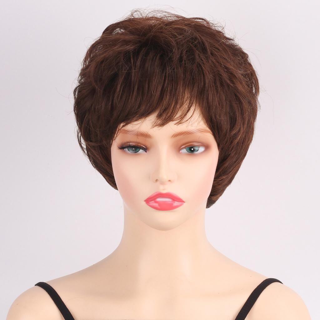 Короткий парик Ombre Blond Brown Парик для женщин, повседневная одежда, вечеринка, натуральный синтетический парик с челкой, термостойкое волокно