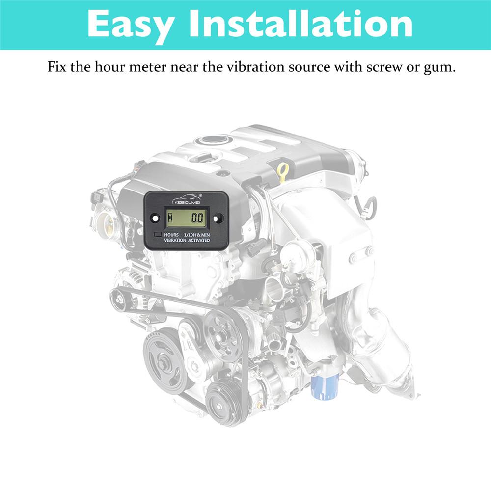 Вибрационный счетчик моточасов беспроводной цифровой светодиодный сбрасываемый датчик двигателя для газонокосилки, двигателя квадроцикла со сменной батареей