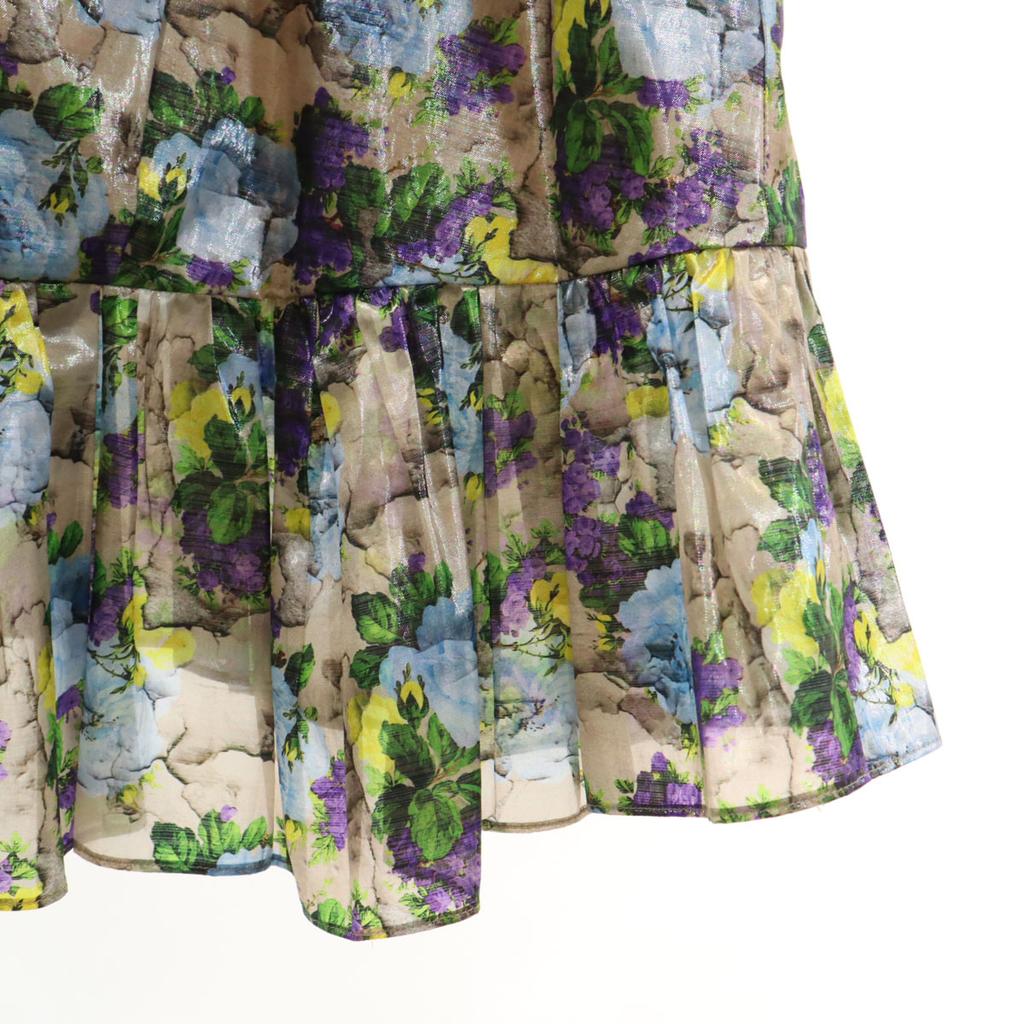 MSGM Сделано в Италии Цветочный Без рукавов Мини-платье 42 Бежево-коричневый Женский Б/У