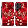 Кожаный чехол-книжка с подставкой и кошельком для Samsung Galaxy S26 Ultra, чехол для телефона с принтом и ремешком на запястье