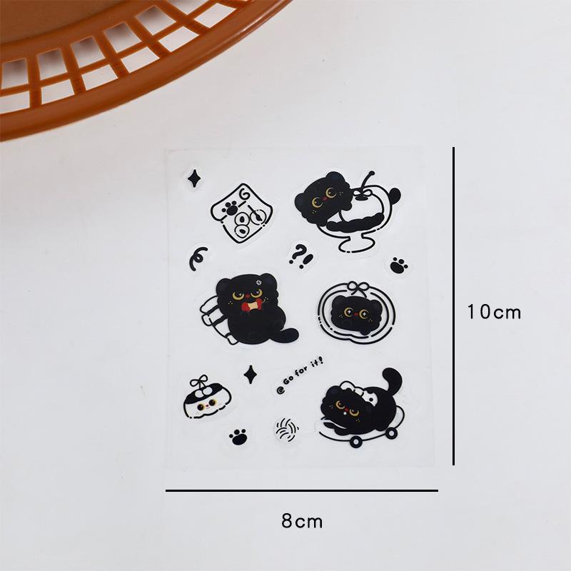Adorable Black Cat Stickers - Cartoon DIY Waterproof Stickers for Journals, Water Bottles, and Phones