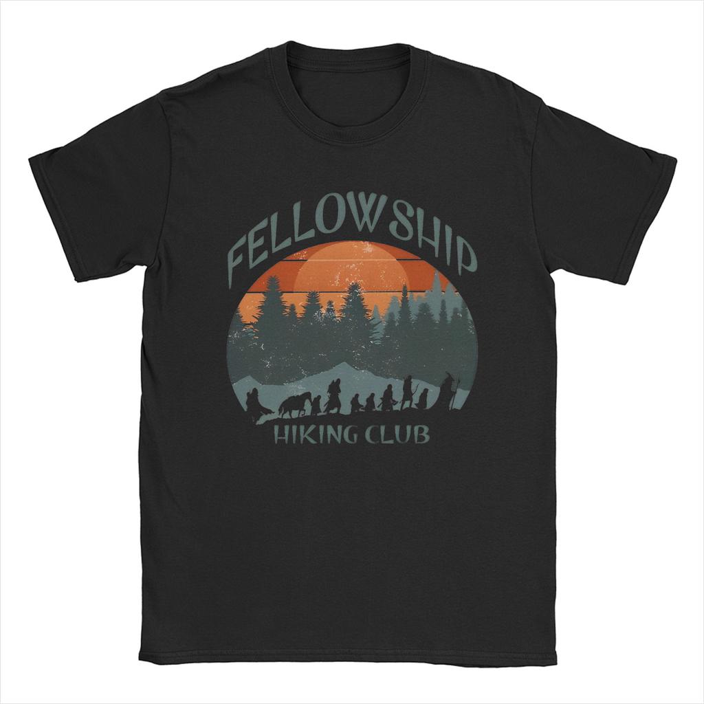 Футболка L-Lords Of The R-Rings Fellowship Hiking Club для мужчин, 100% хлопок, винтажные футболки, футболка с круглым вырезом, короткий рукав, мерч